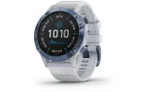 Multispordi kell Garmin fenix 6 Pro Solar - sinine Ti, valge rihmaga