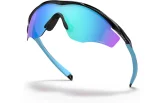 OAKLEY M2 Frame XL p&auml;ikeseprillide k&uuml;lgvaade, mustal raamil sinised sangad ja t&uuml;rkiissinine klaas