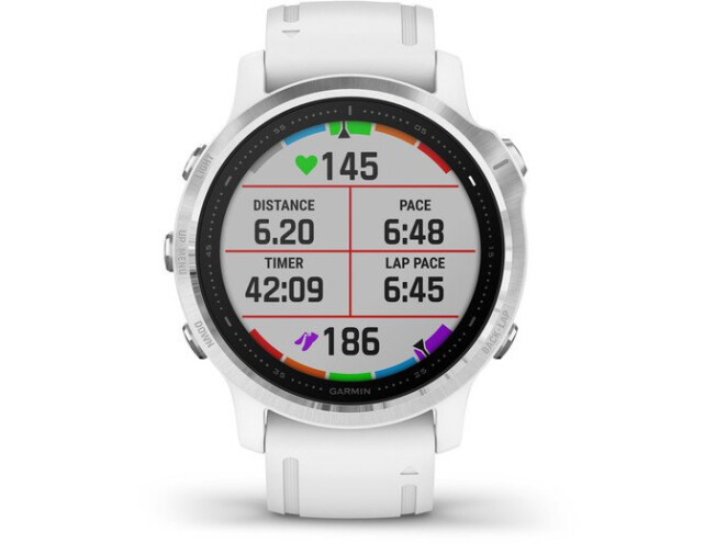 Spordikell Garmin fenix 6S  Silver w/White Band (no MAP/Music) Standard - hõbe, valge rihmaga