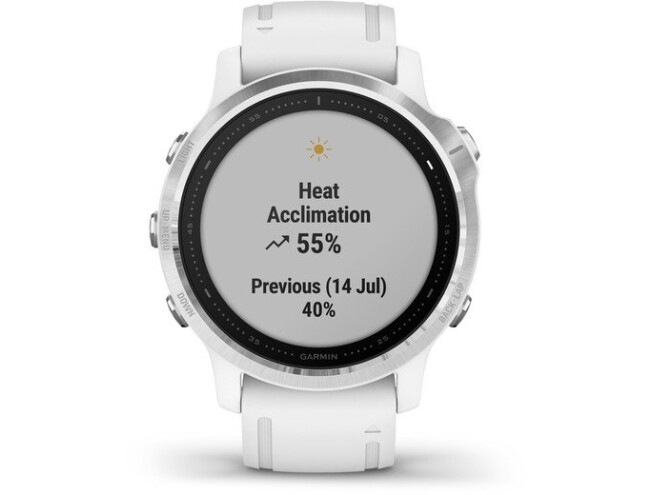 Spordikell Garmin fenix 6S  Silver w/White Band (no MAP/Music) Standard - hõbe, valge rihmaga