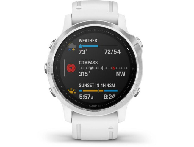 Spordikell Garmin fenix 6S  Silver w/White Band (no MAP/Music) Standard - hõbe, valge rihmaga