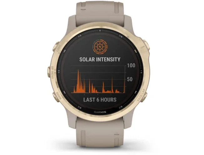 Multispordi kell fenix 6s Pro Solar - kuld, helebeeži rihmaga