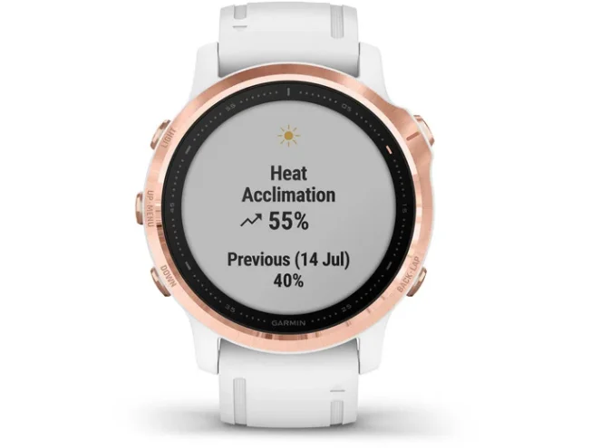 Multispordi kell fenix 6s PRO - roosa kuld, valge rihmaga