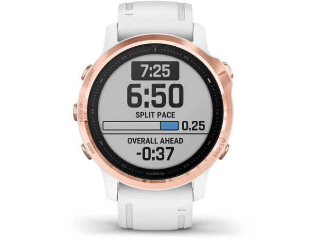 Multispordi kell fenix 6s PRO - roosa kuld, valge rihmaga