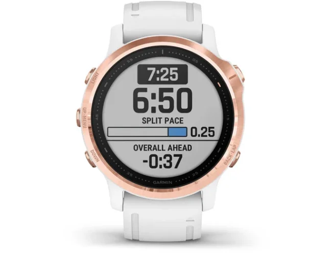 Multispordi kell fenix 6s PRO - roosa kuld, valge rihmaga