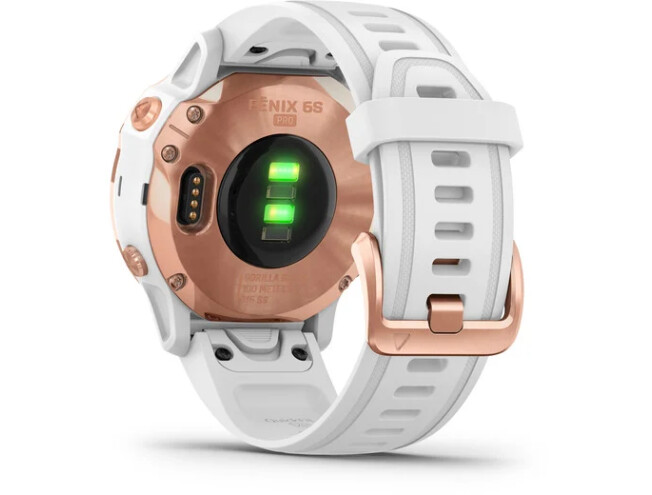 Multispordi kell fenix 6s PRO - roosa kuld, valge rihmaga