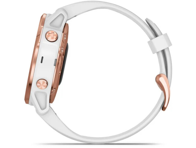 Multispordi kell fenix 6s PRO - roosa kuld, valge rihmaga