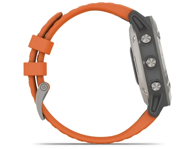 Multispordi kell Garmin fenix 6 Safiir - Ti hall, oranži rihmaga