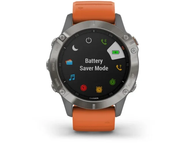 Multispordi kell Garmin fenix 6 Safiir - Ti hall, oranži rihmaga