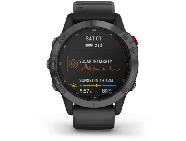 Multispordi kell Garmin fenix 6 Pro Solar - hall, musta rihmaga