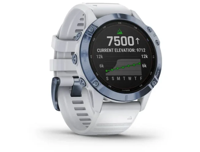 Multispordi kell Garmin fenix 6 Pro Solar - sinine Ti, valge rihmaga