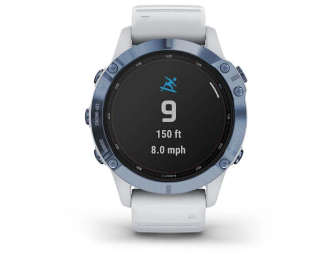 Spordikell Garmin fenix 6 Pro Solar - sinine, valge rihmaga Pro Solar - sinine Ti, valge rihmaga