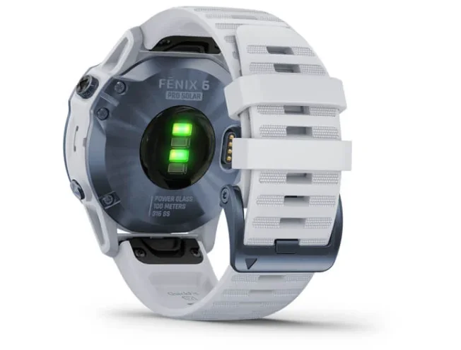 Multispordi kell Garmin fenix 6 Pro Solar - sinine Ti, valge rihmaga