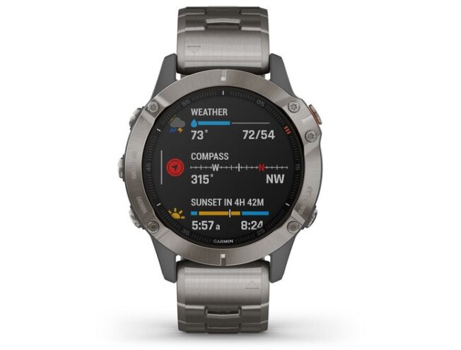 Multispordi kell Garmin fenix 6 Safiir - Ti hall, titaanium rihmaga