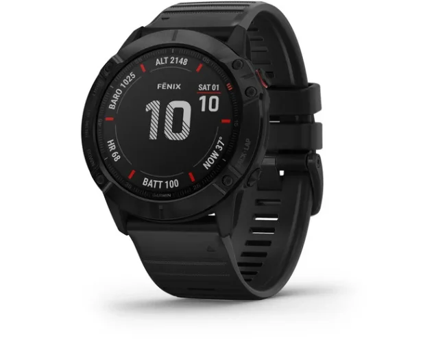 Spordikell fenix 6X PRO - must, musta rihmaga