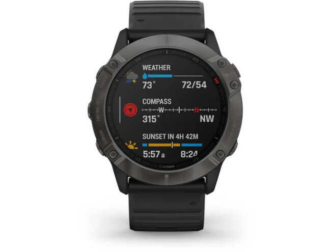 Spordikell Garmin fēnix 6X Safiir; süsinik hall DLC, musta rihmaga Safiir - süsinik hall DLC, musta rihmaga