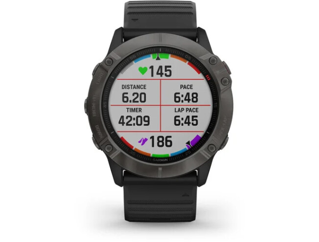 Spordikell Garmin fēnix 6X Safiir; süsinik hall DLC, musta rihmaga Safiir - süsinik hall DLC, musta rihmaga