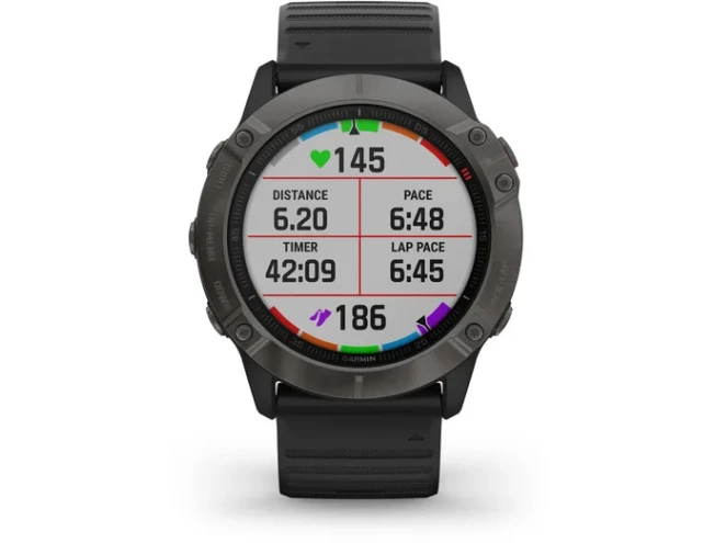 Spordikell fenix 6X Safiir - süsinik hall DLC, musta rihmaga