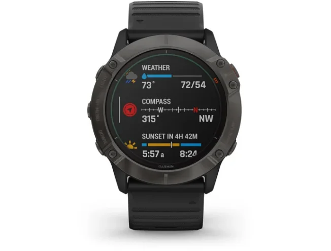 Spordikell fenix 6X Pro Solar - TI s&uuml;sinik hall, musta rihmaga