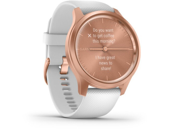 Aktiivsuskell Garmin vivomove Style, Rose Gold-White, Silicone roosa kuld/valge - silikoon