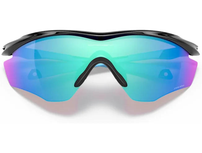 Oakley M2 Frame XL eestvaade, kus mustal raamil on t&uuml;rkiissinine Prizm-l&auml;&auml;tse toon