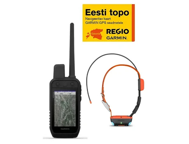Käsi GPS Garmin Alpha 200 T20 Regio Topo Bundle +T20 rihm ja Regio Topo kaart
