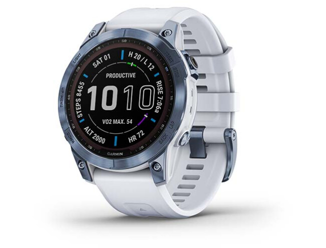 Spordikell Garmin fenix 7 Sapphire Solar -  Mineral Blue Ti Whitestone Band Sapphire Solar - Mineral Blue DLC Ti Whitestone Band