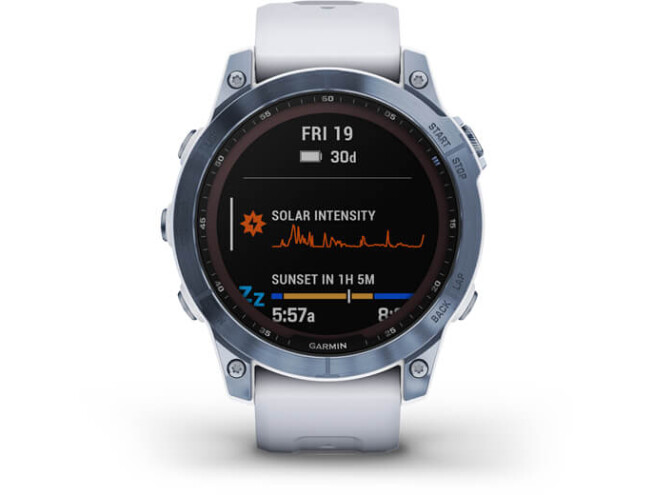 Spordikell Garmin fenix 7 Sapphire Solar -  Mineral Blue Ti Whitestone Band Sapphire Solar - Mineral Blue DLC Ti Whitestone Band