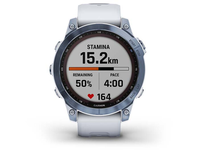 Spordikell Garmin fenix 7 Sapphire Solar -  Mineral Blue Ti Whitestone Band Sapphire Solar - Mineral Blue DLC Ti Whitestone Band