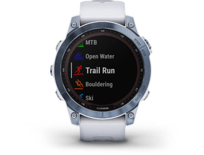 Spordikell Garmin fenix 7 Sapphire Solar -  Mineral Blue Ti Whitestone Band Sapphire Solar - Mineral Blue DLC Ti Whitestone Band