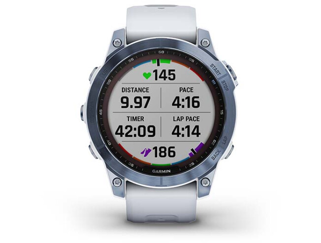 Spordikell Garmin fenix 7 Sapphire Solar -  Mineral Blue Ti Whitestone Band Sapphire Solar - Mineral Blue DLC Ti Whitestone Band