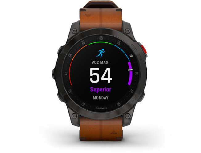 Spordikell Garmin epix (Gen2) Sapphire - Black Titanium Chestnut Leather Sapphire - Black Titanium Chestnut Leather
