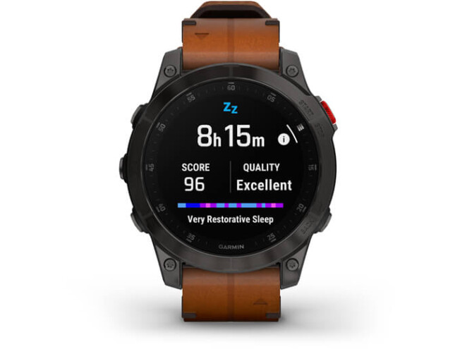 Spordikell Garmin epix (Gen2) Sapphire - Black Titanium Chestnut Leather Sapphire - Black Titanium Chestnut Leather