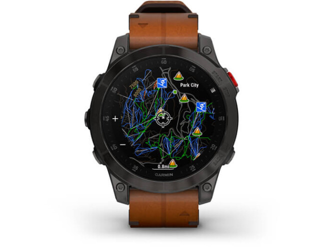 Spordikell Garmin epix (Gen2) Sapphire - Black Titanium Chestnut Leather Sapphire - Black Titanium Chestnut Leather