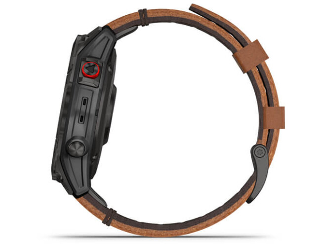Spordikell Garmin epix (Gen2) Sapphire - Black Titanium Chestnut Leather Sapphire - Black Titanium Chestnut Leather