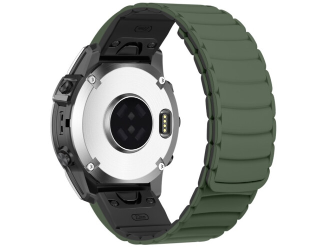 Kiirkinnitusega kellarihmad 26mm Magnetiga silikoon - tumeroheline / must