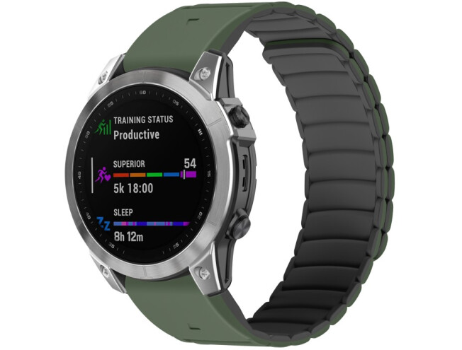 Kiirkinnitusega kellarihmad 22mm Magnetiga silikoon - tumeroheline / must