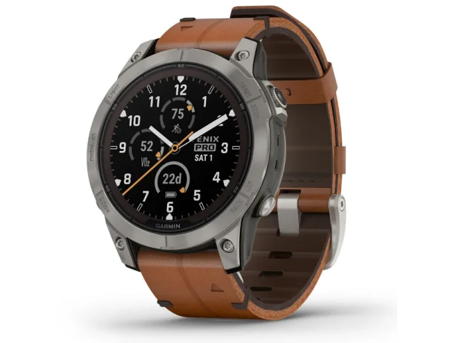 Spordikell Garmin fenix 7 PRO Solar Sapphire - Titanium Brown Leather