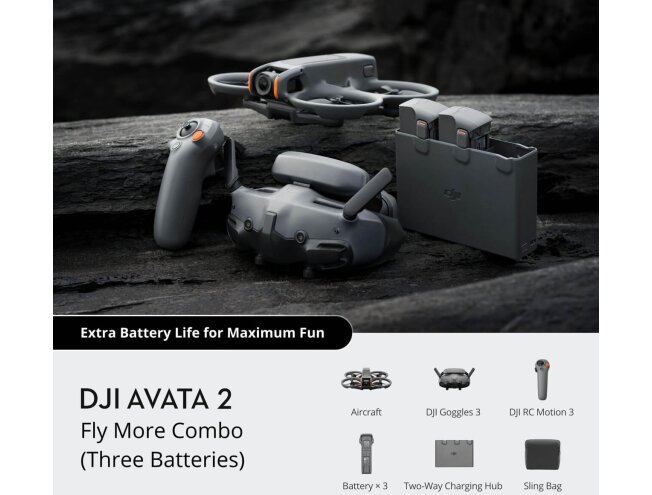 Droon DJI Avata 2 Fly More Combo (Kolm akut)