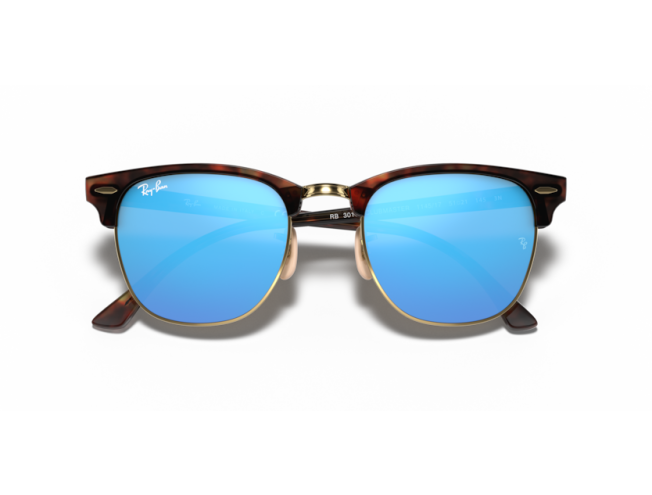 P&auml;ikeseprillid Ray-Ban Clubmaster Havana on Gold Blue Flash M