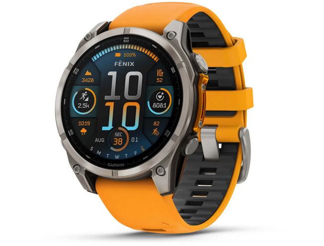 Spordikell Garmin fenix 8 47mm AMOLED Sapphire Titanium Orange with Gray Titanium Band