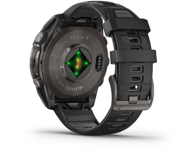 Spordikell Garmin fenix 8 47mm AMOLED Sapphire Carbon Gray DLC Ti with Black Titanium Band