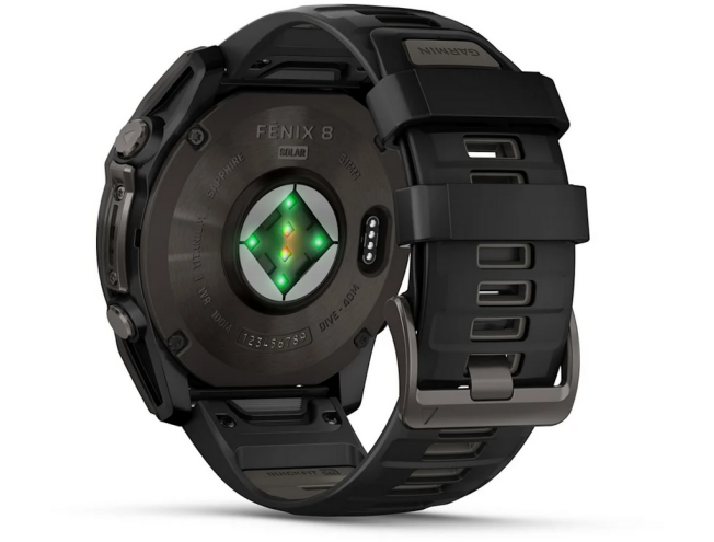 Spordikell fenix 8 51mm Solar Solar Sapphire Carbon Gray DLC Ti with Black band