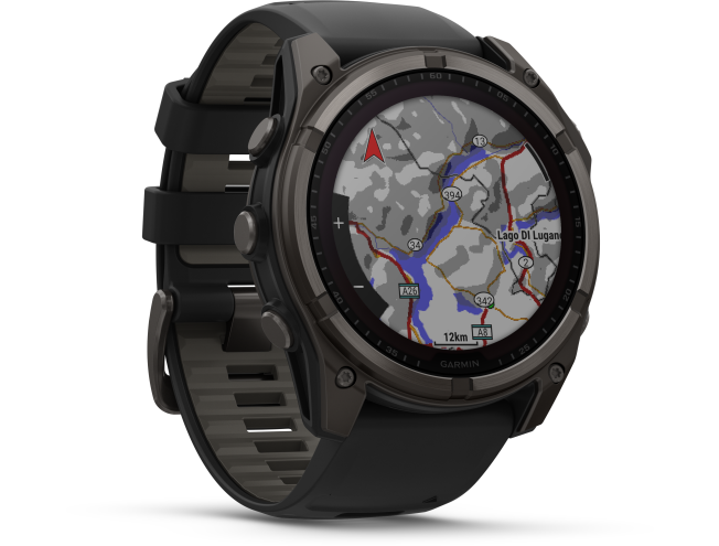 Spordikell fenix 8 51mm Solar Solar Sapphire Carbon Gray DLC Ti with Black band