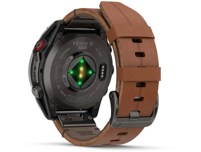 Spordikell Garmin fenix 8 PRO 47mm AMOLED Sapphire, Carbon grey DLC TI/Brown Leather Band