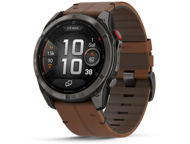 Spordikell Garmin fenix 8 PRO 51mm AMOLED Sapphire, Carbon grey DLC TI/Brown Leather Band