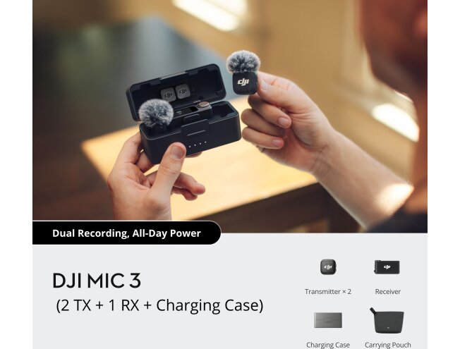 Mikrofon DJI Mic 3 2TX+ 1RX+ Laadimiskarp