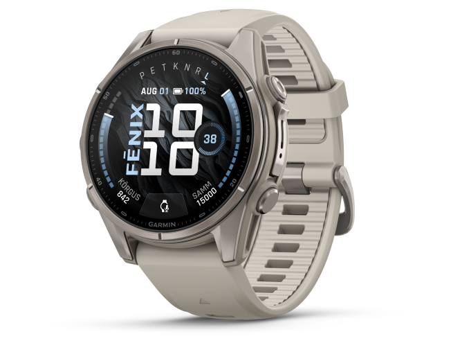 Spordikell Garmin fenix 9 43mm Standard - Titanium with Fog Grey Silicone Band