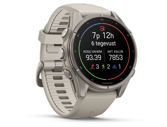 Spordikell Garmin fenix 9 43mm Standard - Titanium with Fog Grey Silicone Band