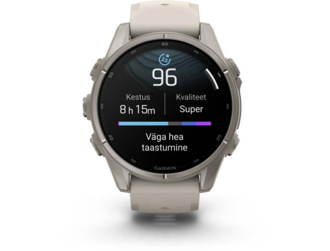 Spordikell Garmin fenix 9 43mm Standard - Titanium with Fog Grey Silicone Band